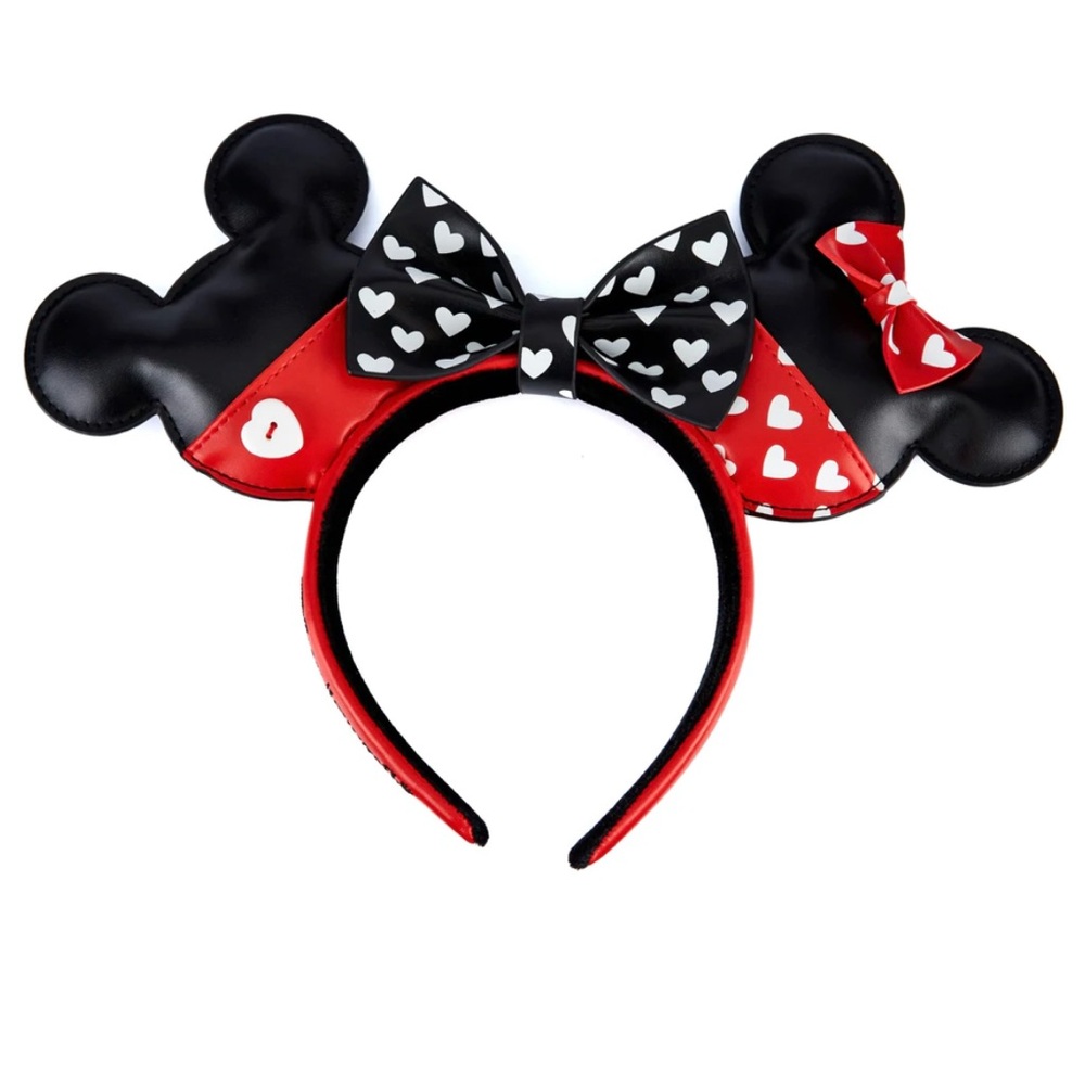 Loungefly Mickey Minnie Heart Pattern Mouse Ears Headband